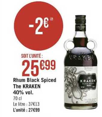 rhum black spiced the kraken 40% vol.