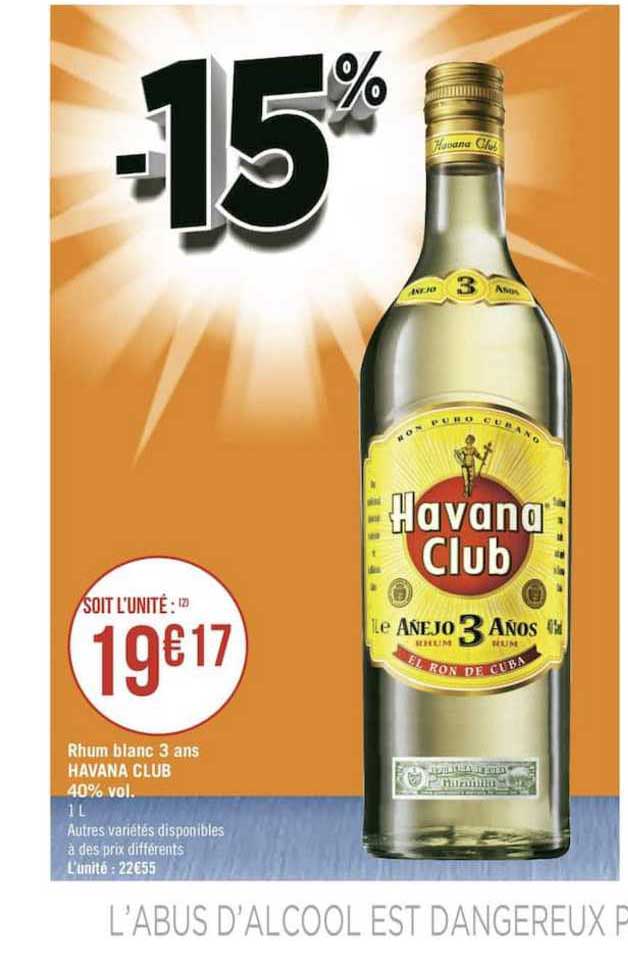 rhum blanc 3 ans havana club 40% vol.