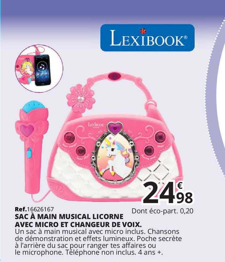 sac à main musical licorne avec micro et changeur de voix