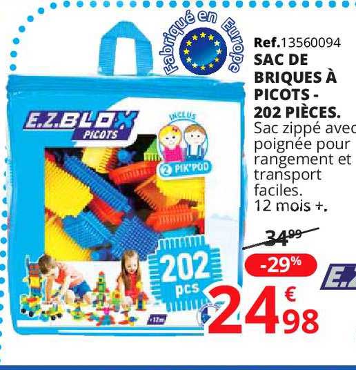 sac de briques à picots 202 pièces ez blox