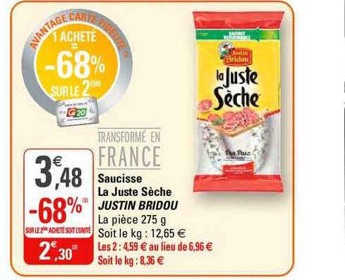 saucisse la juste sèche justin bridou
