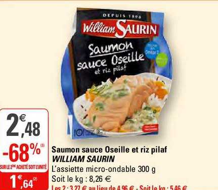 saumon sauce oseille et riz pilaf william saurin