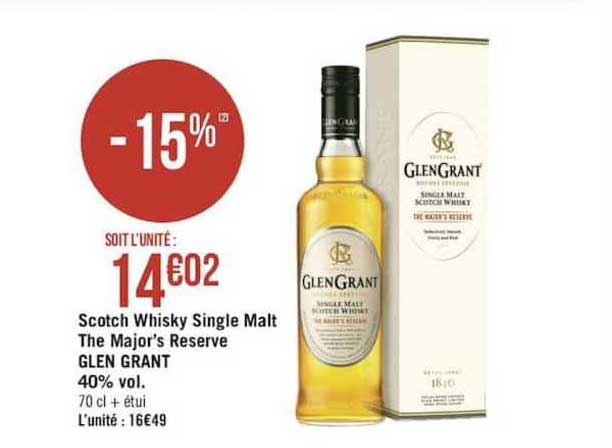scotch whisky single malt the major's reserve glen grant 40% vol.