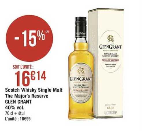 scotch whisky single malt the major's reserve glen grant 40% vol.