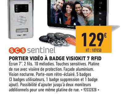 scs sentinel portier vidéo à badge visiokit 7 rfid