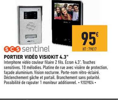 scs sentinel portier vidéo visiokit 4.3"