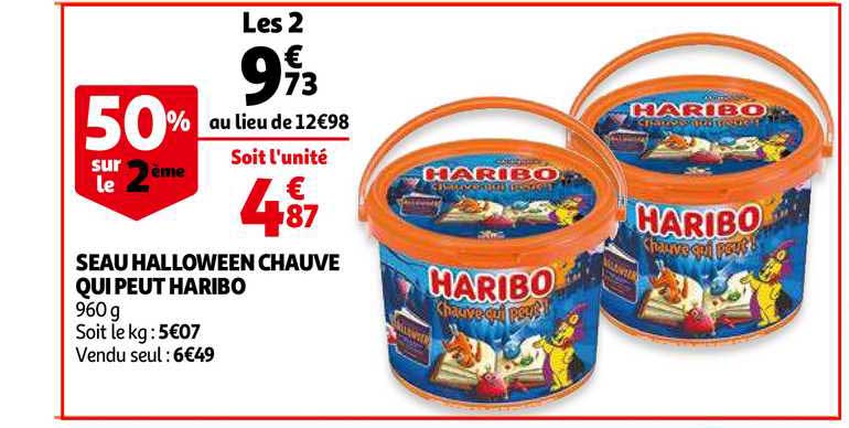 seau halloween chauve qui peut haribo 50% sur le 2ème
