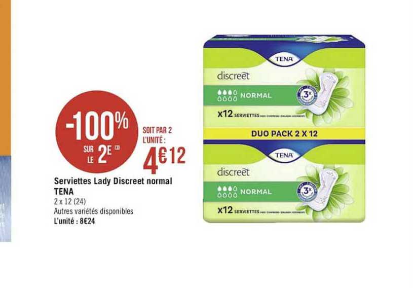 Serviettes Lady Discreet Normal Tena -100% Sur Le 3e