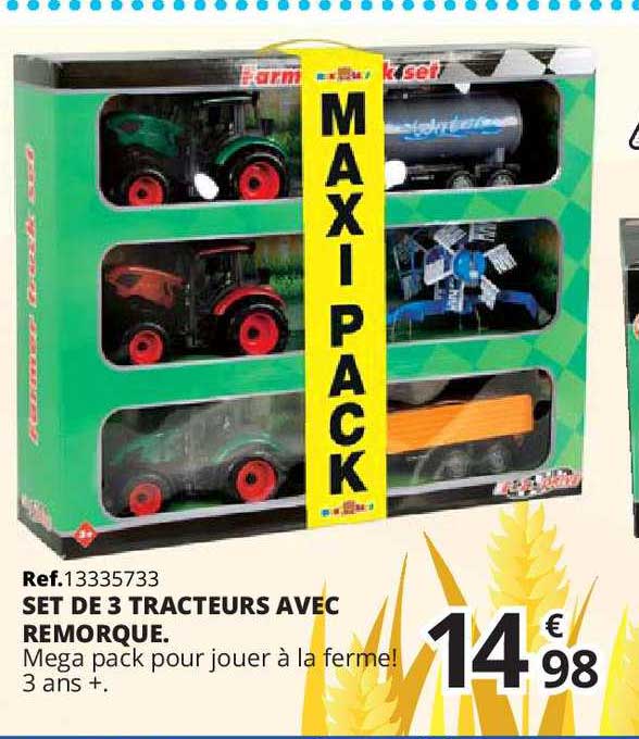 set de 3 tracteurs avec remorque