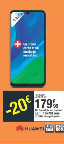smartphone huawei 6.21'' p smart 2020
