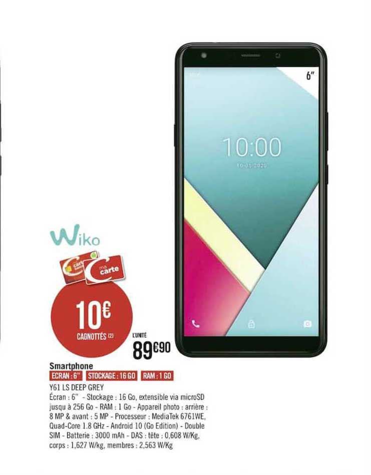 smartphone y61 ls deep grey wiko