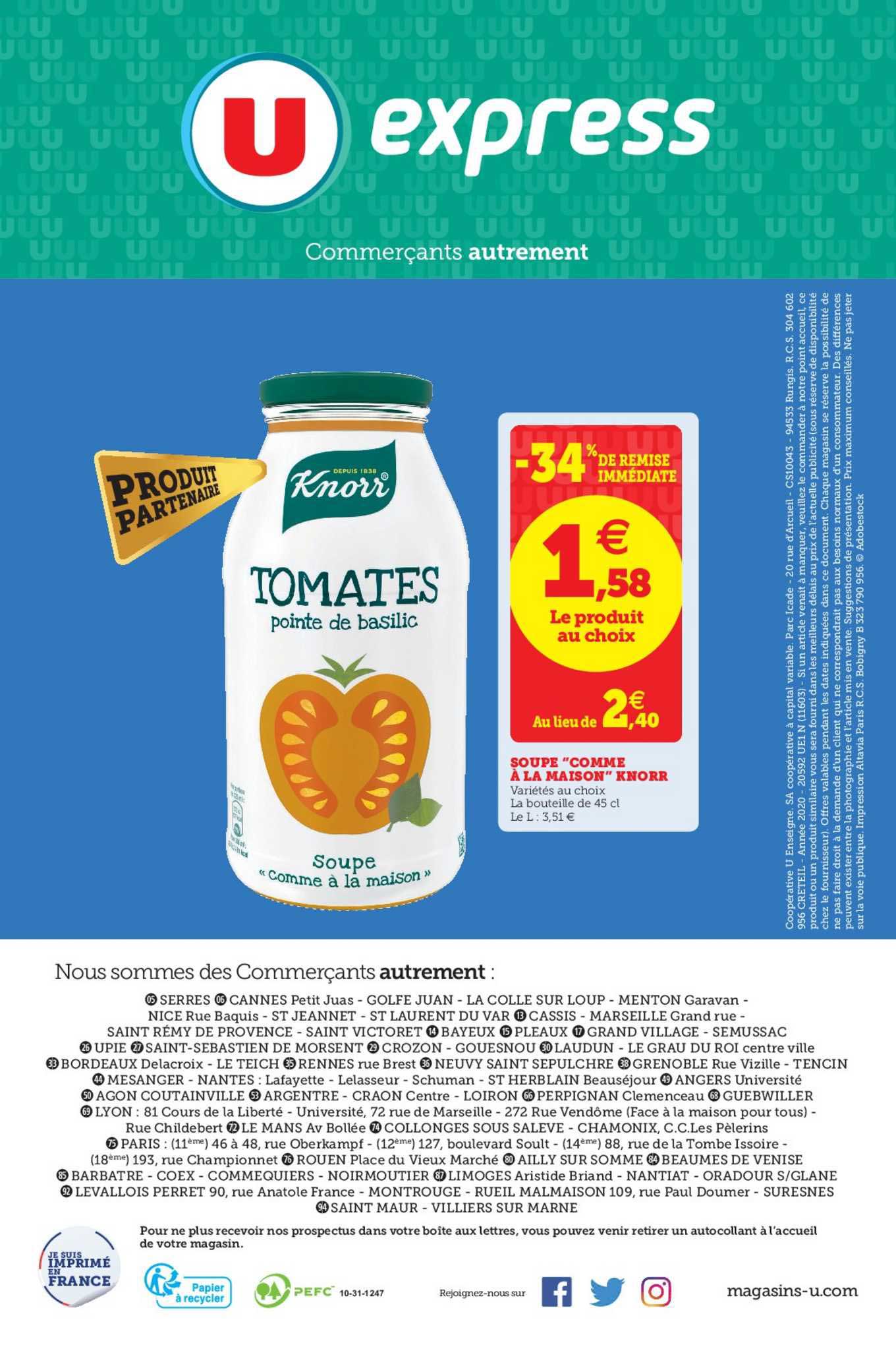 soupe comme à la maison knorr -34% de remise immédiate