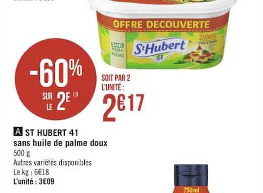 st hubert 41 sans huile de palme doux -60% sur le 2e