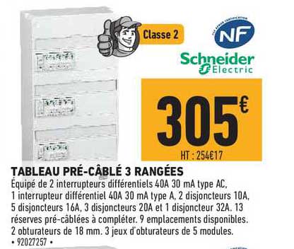 tableau pré câblé 3 rangées