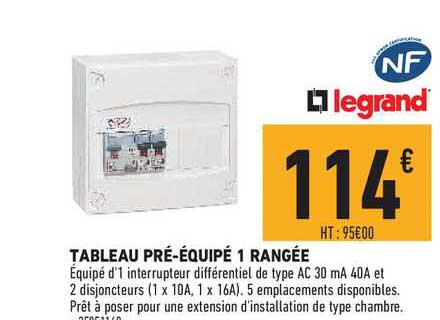 tableau pré équipé 1 rangée legrand