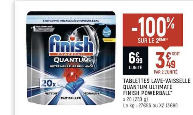 tablettes lave vaisselle quantum ultimate finish powerball -100% sur le 2ème