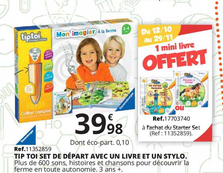 tip toi set de départ avec un livre et un stylo