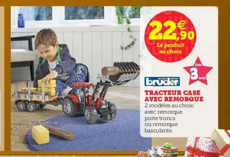 tracteur case avec remorque bruder