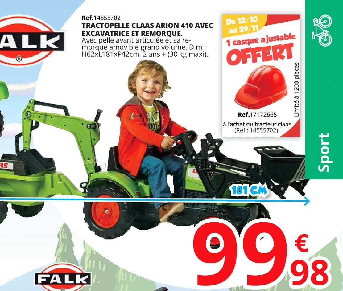 tractopelle claas arion 410 avec excavatrice et remorque