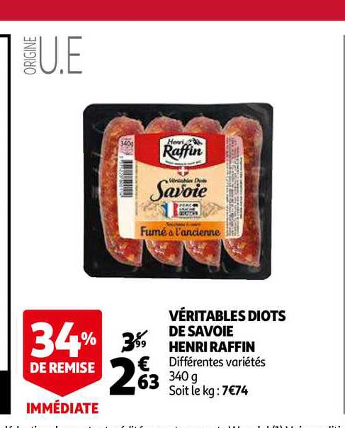 véritables diots de savoie henri raffin 34% remise immédiate