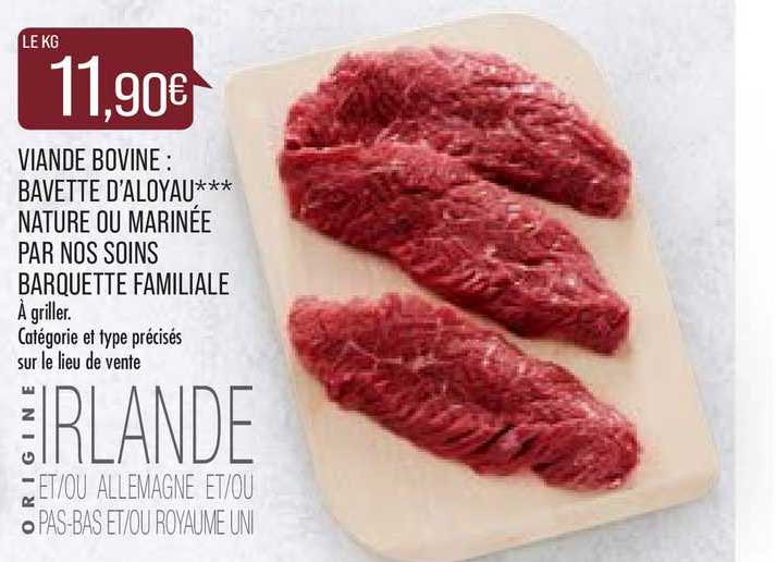 viande bovine bavette d'aloyau nature ou marinée par nos soins barquette familiale
