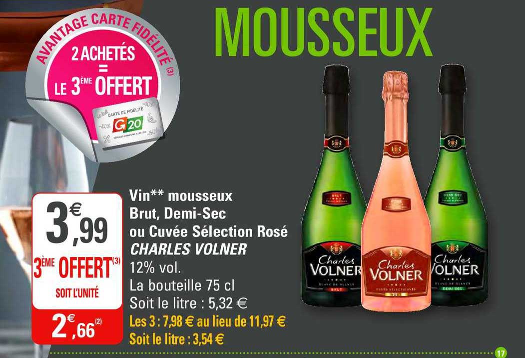 vin mousseux brut, demi sec ou cuvée sélection rosé charles volner