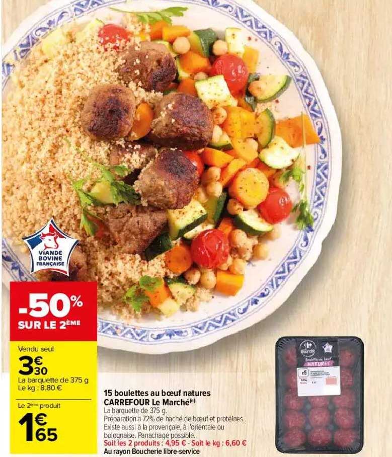 15 Boulettes Au Bœuf Natures Carrefour Le Marché