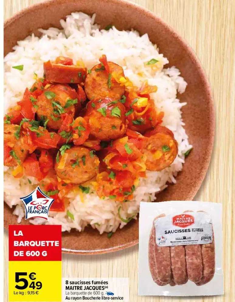 8 saucisses fumées maître jacques