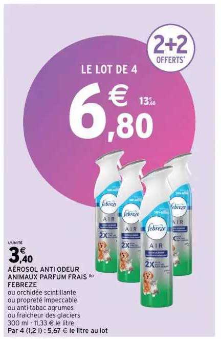 aérosol anti odeur animaux parfum frais febreze