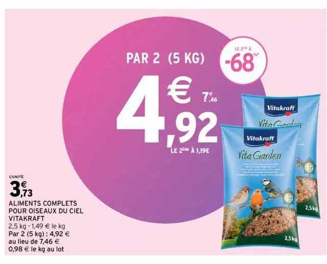 aliments complets pour oiseaux du ciel vitakraft