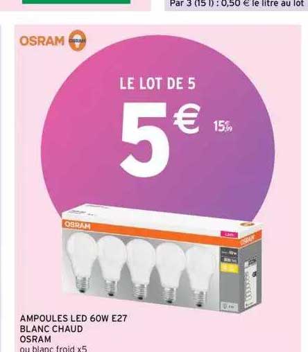 Ampoules Led 60w E27 Blanc Chaud Osram
