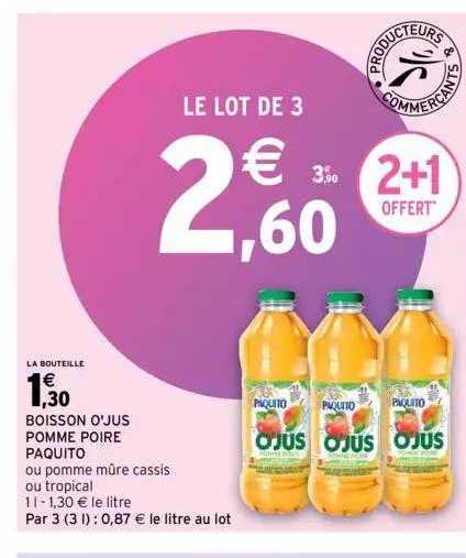 Boisson O'jus Pomme Poire Paquito