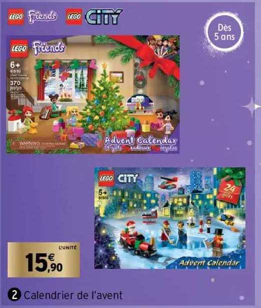 calendrier de l'avent lego friends, lego city