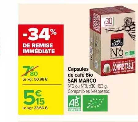 capsules de café bio san marco