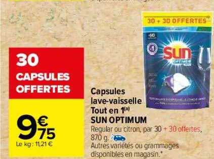 capsules lave-vaisselle tout en 1 sun optimum