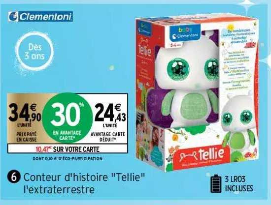conteur d'histoire "tellie" l'extraterrestre clementoni