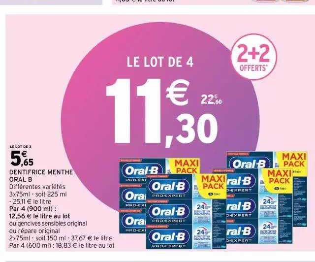 dentifrice menthe oral b