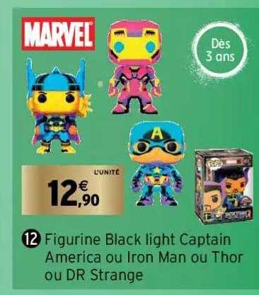 figurine black light captain america ou iron man ou thor ou dr strange marvel