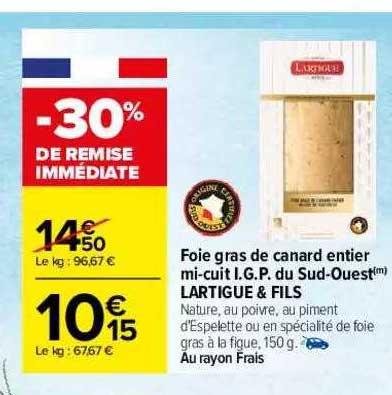 foie gras de canard entier mi-cuit i.g.p. du sud-ouest lartigue & fils