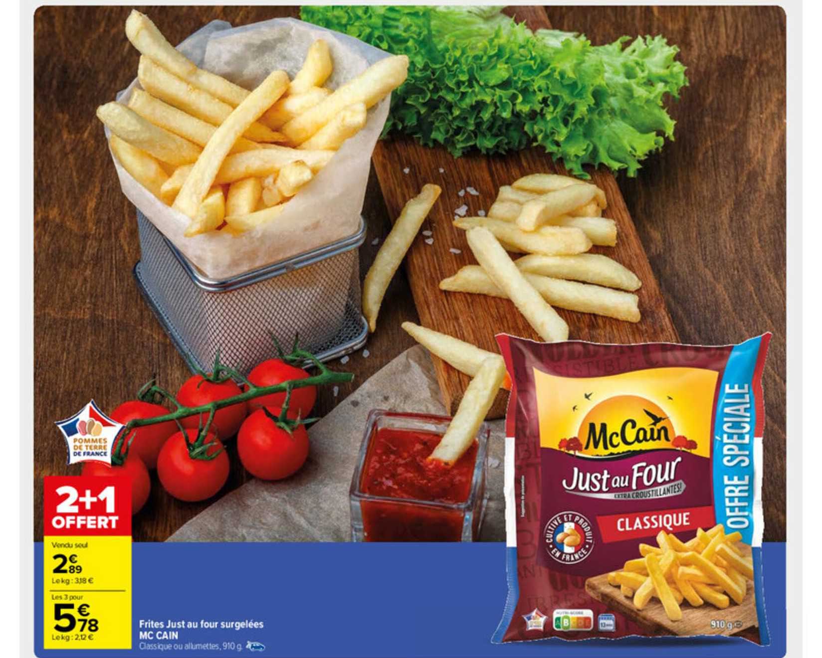 frites just au four surgelées mc cain