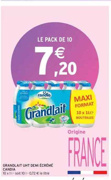 Grandlait Uht Demi écrémé Candia