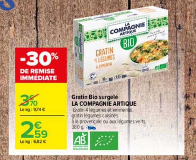 gratin bio surgelé la compagnie artique