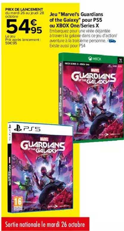 jeu "marvel's guardians of the galaxy" pour ps5 ou xbox one-séries x