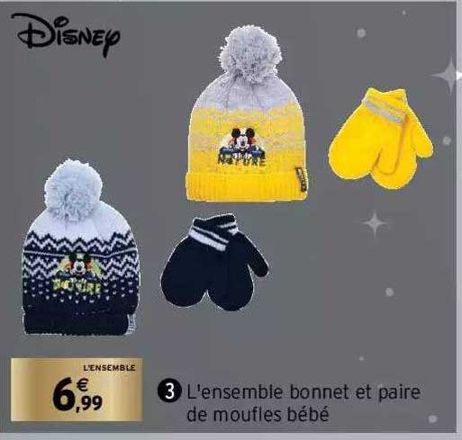 l'ensemble bonnet et paire de moufles bébé