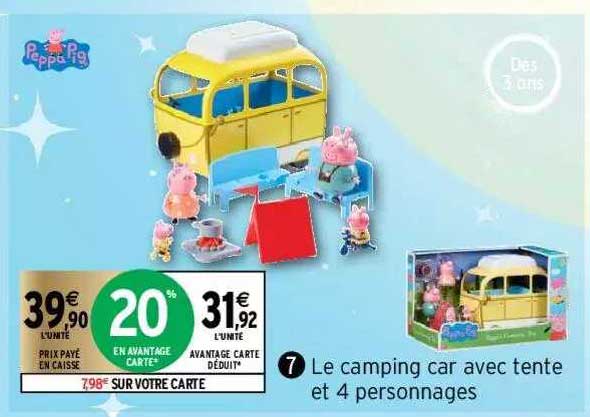 le caping car avec tente et 4 personnages