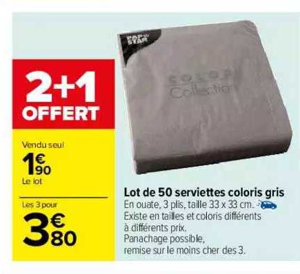 lot de 50 serviettes coloris gris