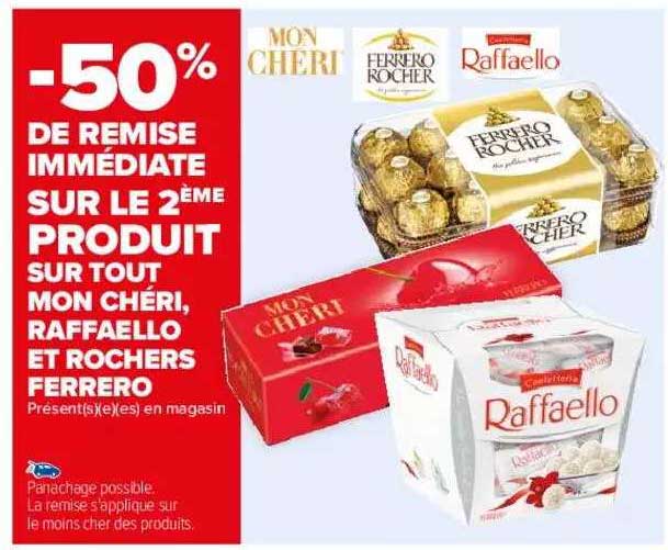 mon chéri, raffaello et rochers ferrero