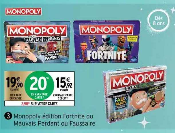 monopoly édition fortnite ou mauvais perdant ou faussaire