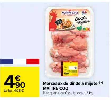 morceaux de dinde à mijoter maître coq