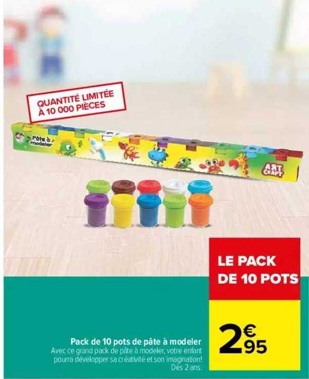 pack de 10 pots de pâte à modeler